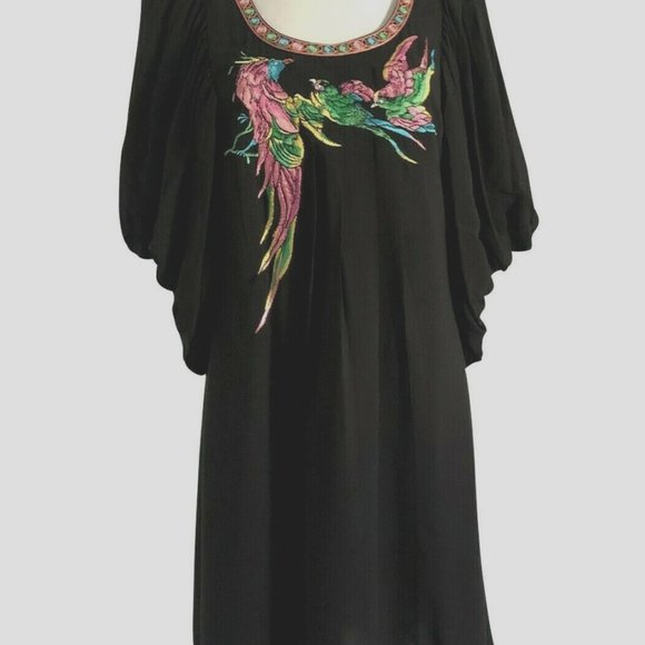 MATTHEW WILLIAMSON H&M NEW NWT $199 SZ 6 S SMALL BLACK SILK EMBROIDERED DRESS - Picture 9 of 15